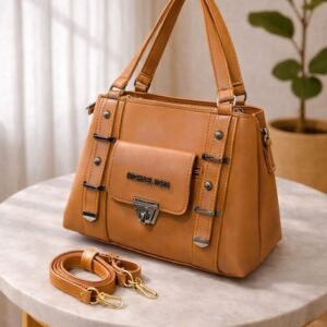womens synthetic leather handbag large capacity shoulder bag with front pocket