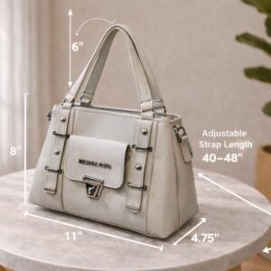 womens synthetic leather handbag large capacity shoulder bag with front pocket