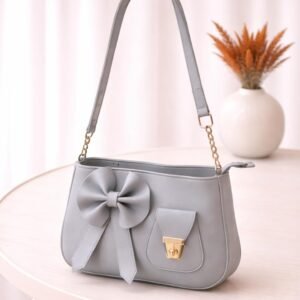 Bow Shoulder Bag for Women Cute Stylish Handbag with Gold Chain Strap and Front Pocket