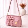 Bow Shoulder Bag for Women Cute Stylish Handbag with Gold Chain Strap and Front Pocket