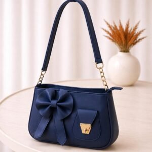 Bow Shoulder Bag for Women Cute Stylish Handbag with Gold Chain Strap and Front Pocket