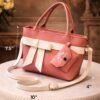 pu leather crossbody bag for women with white bow and mini pouch stylish shoulder handbag for daily use