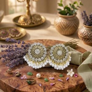 traditional kashmiri jhumka earrings for women gold plated ethnic filigree earrings with beaded drops