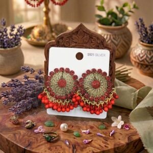 traditional kashmiri jhumka earrings for women gold plated ethnic filigree earrings with beaded drops