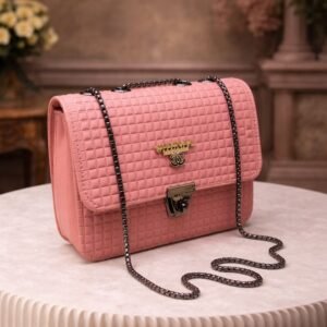 quilted shoulder bag for women with chain strap and lock stylish crossbody sling handbag