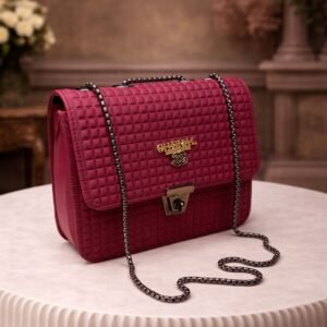 quilted shoulder bag for women with chain strap and lock stylish crossbody sling handbag