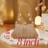 metal mesh clutch bag for women with pearl chain and top lock bridal party wear handbag
