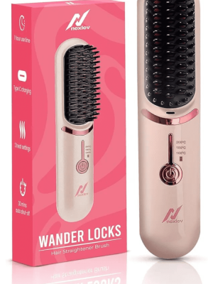 Nexlev HSB-04 Cordless Hair Straightener Brush – Portable Hair Styling Tool