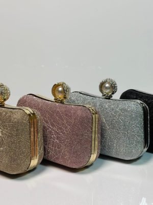 Luxury Glitter Wedding Clutch Bag with Pearl Clasp for Women