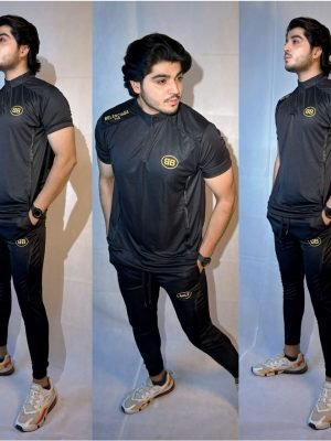 Men's Balenciaga-Inspired Black & Gold Tracksuit