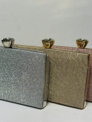 Rectangle Box Clutch for Women – elegant rhinestone trim bridal and wedding party purse