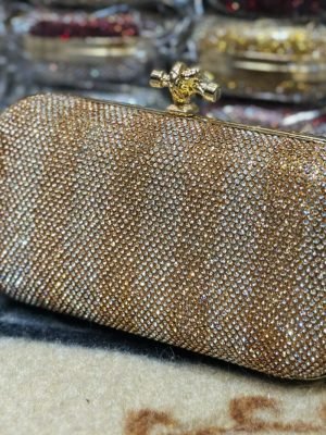 Crystal Studded Party Wear Clutch Bag for Women – Luxury Evening Handbag