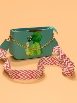 Hijab Art Crossbody Bag for Girls with printed strap