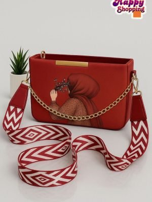 Hijab Art Crossbody Bag for Girls with printed strap