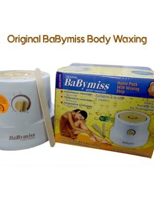 Main Product Image: “Babymiss Pro Wax Heater for Hard and Soft Wax” Usage Image: “Professional Babymiss Wax Heater in use at home” Accessories Image: “Babymiss Wax Heater setup with wax sticks”